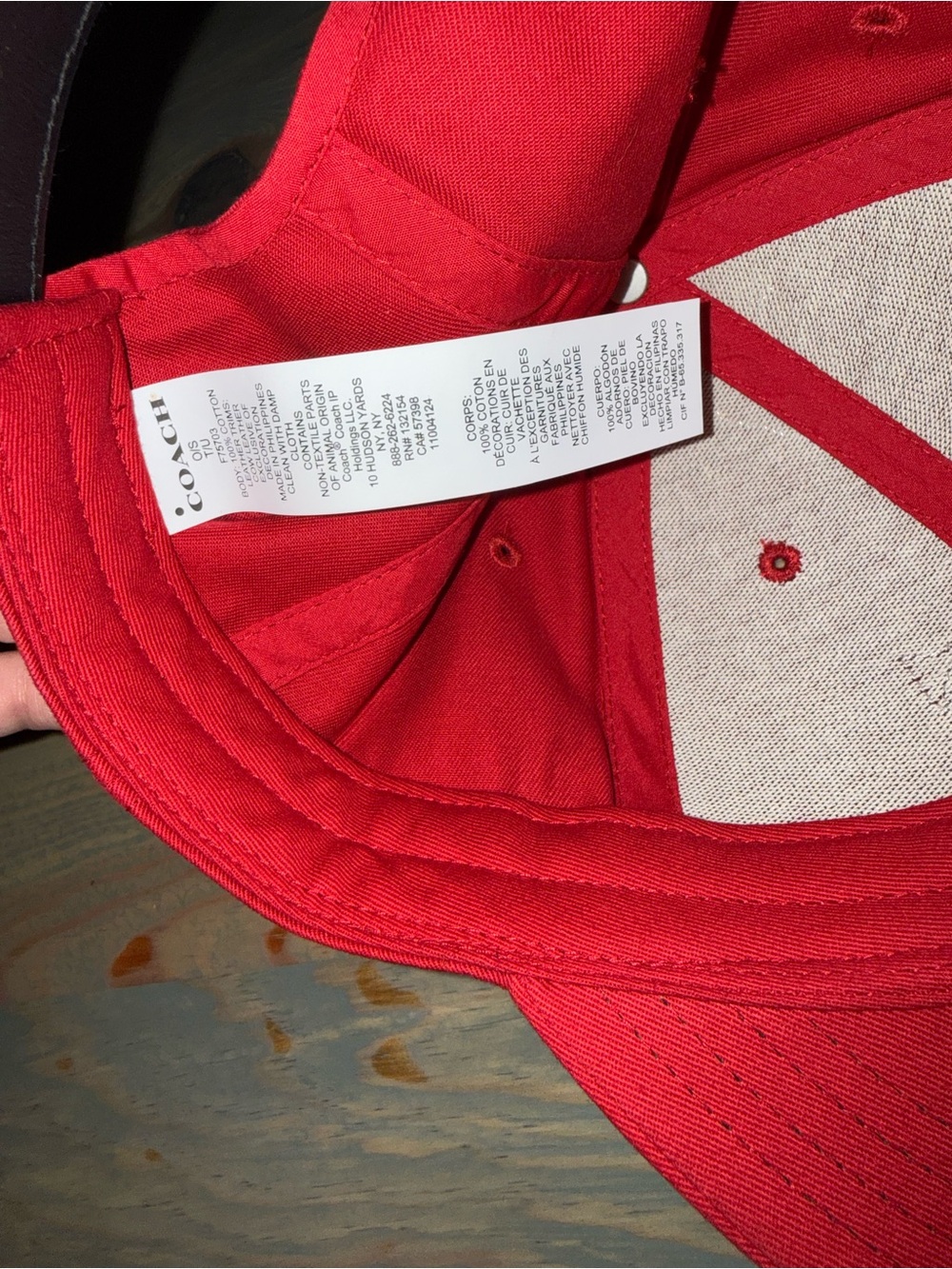Coach Red Cotton leather Baseball Hat cap OS - Picture 3 of 3
